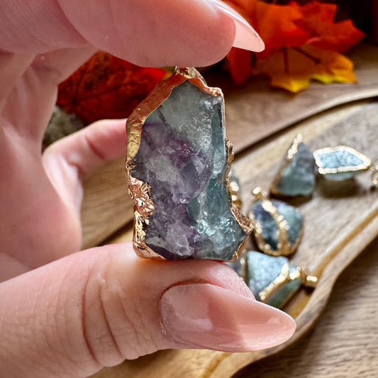 Raw Rough Rainbow Fluorite Pendant