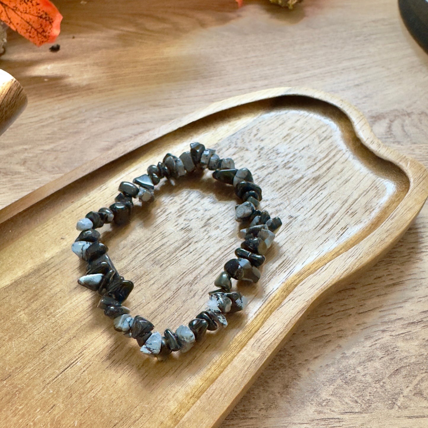 Snowflake obsidian Chip Bracelet