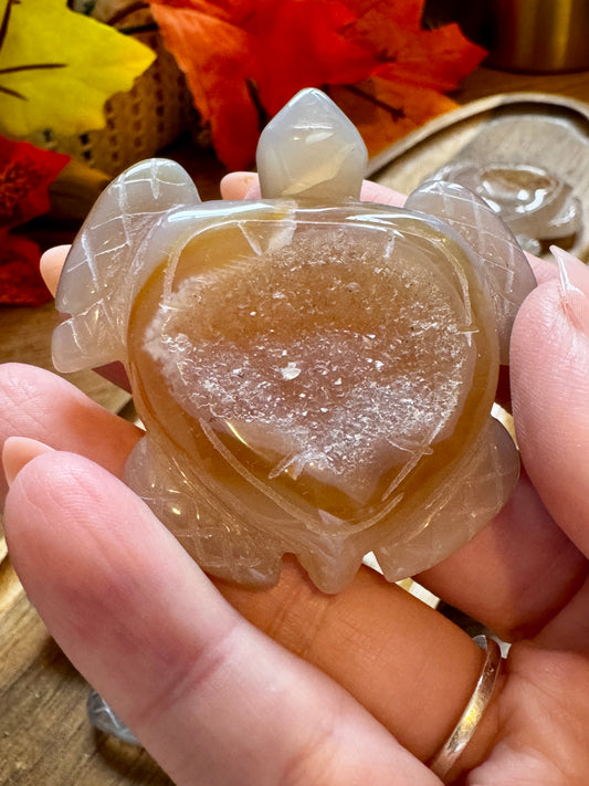 Druzy Agate Turtle Carving