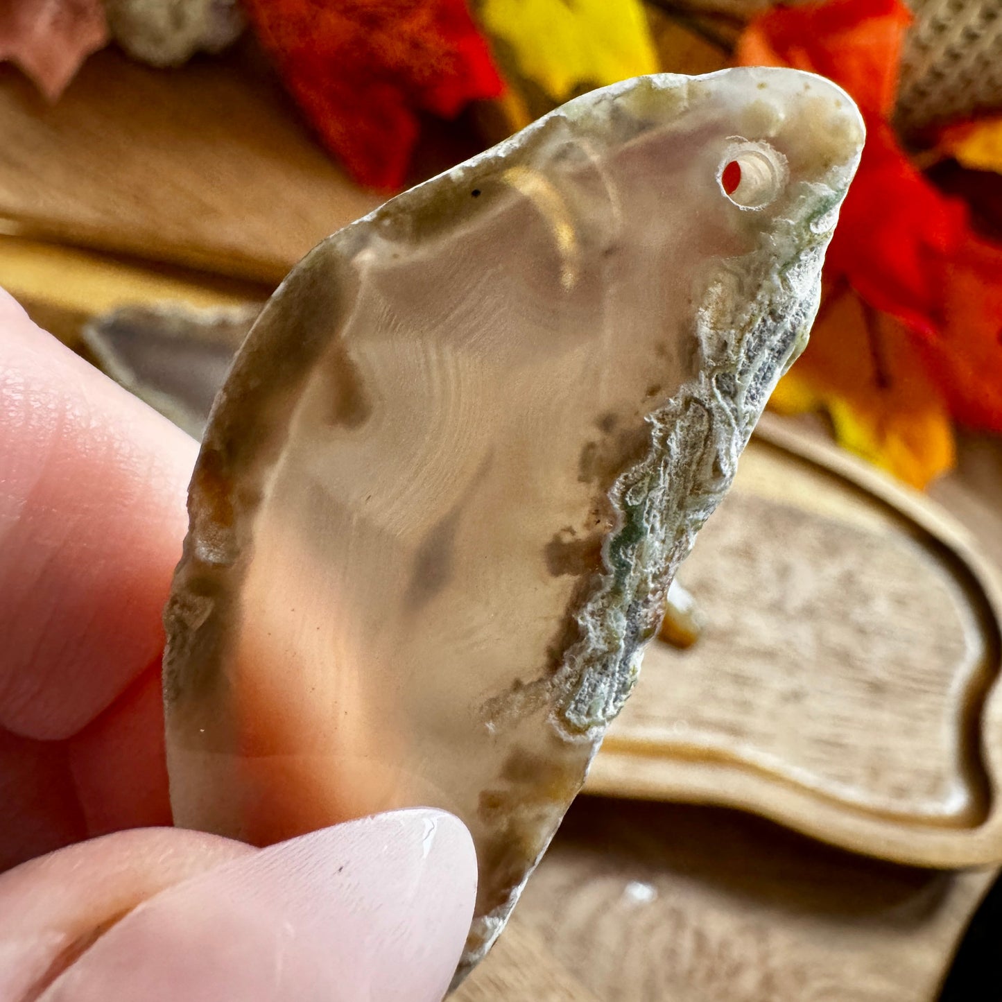 Natural Agate Slice (Drilled Hole)