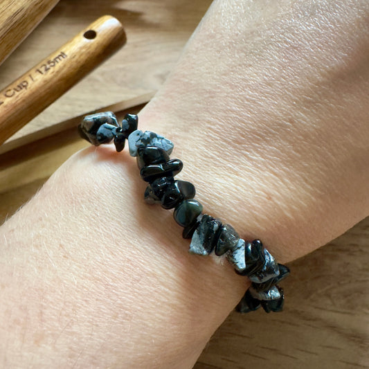 Snowflake obsidian Chip Bracelet