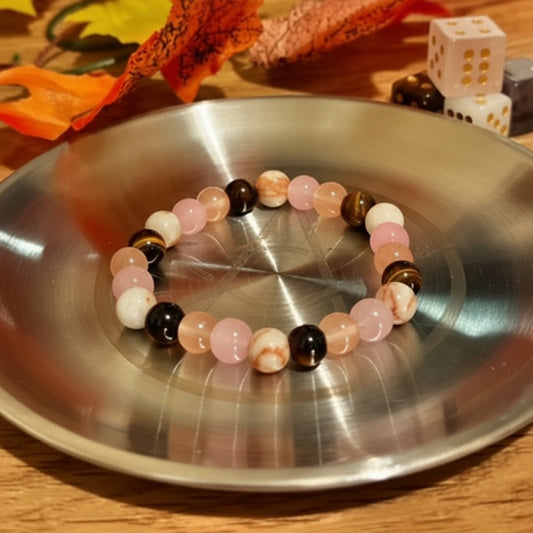 Rose Quartz, Tiger's eye, Mookaite and Pink Opal Beaded Bracelet