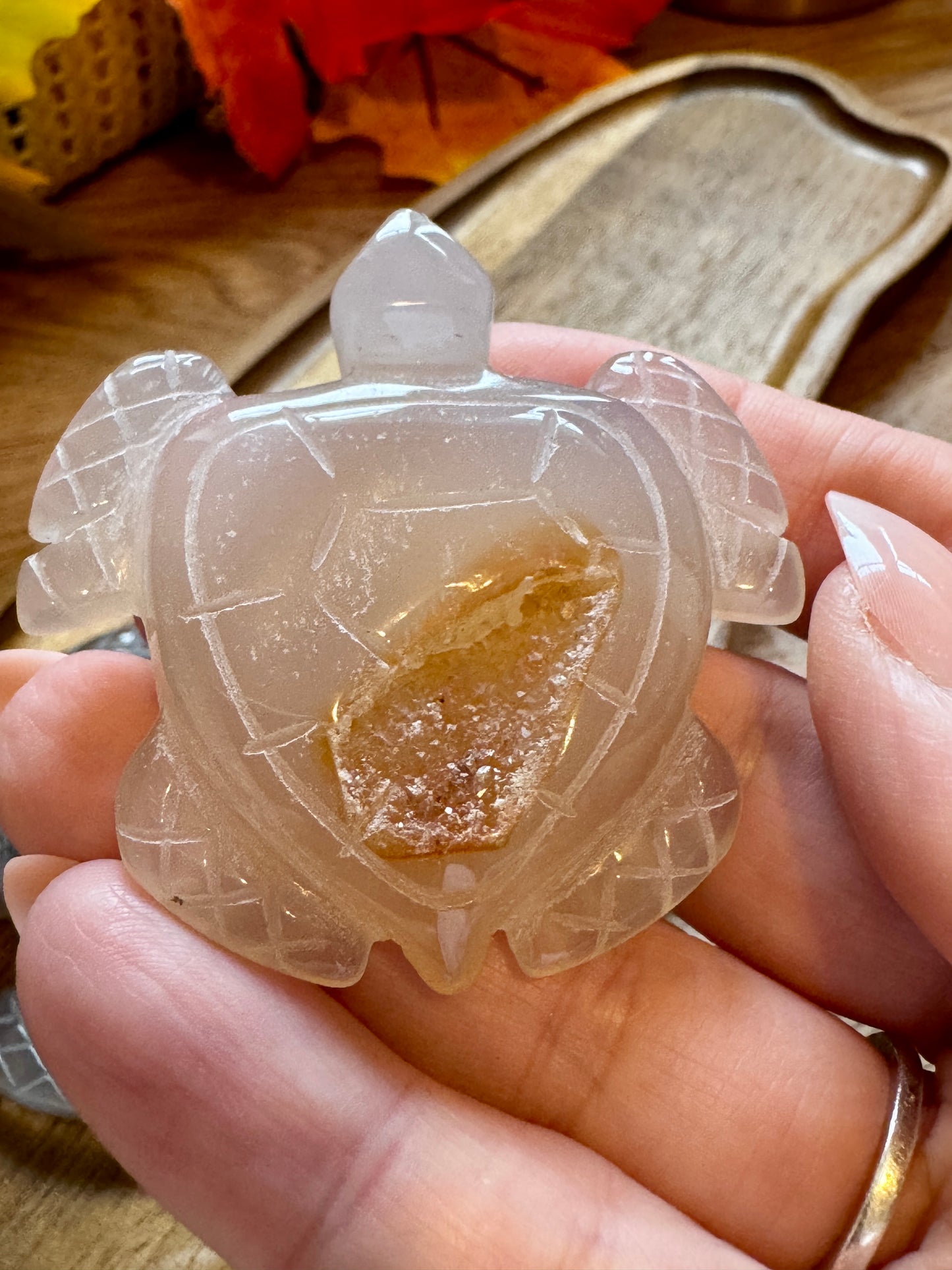 Druzy Agate Turtle Carving