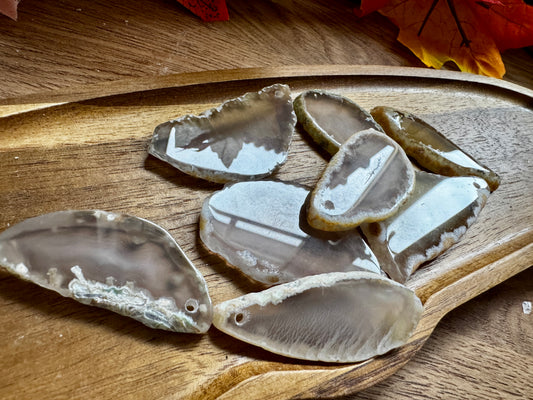 Natural Agate Slice (Drilled Hole)