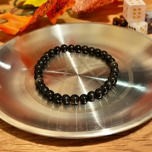 Black Tourmaline, Obsidian and Onyx Beaded Bracelet