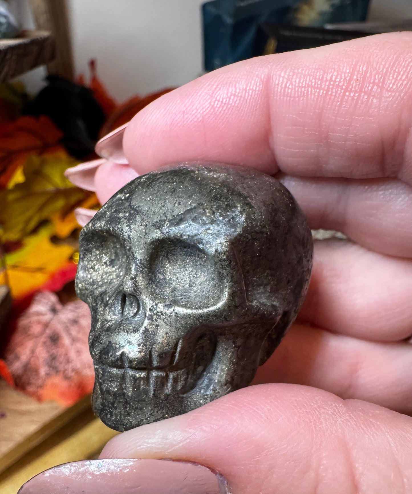 Pyrite Skull Carving
