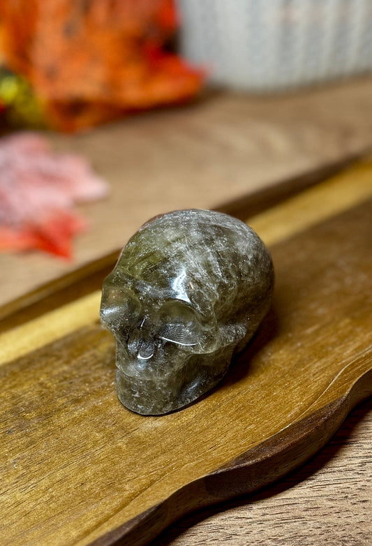 Smoky Quartz Skull Carving