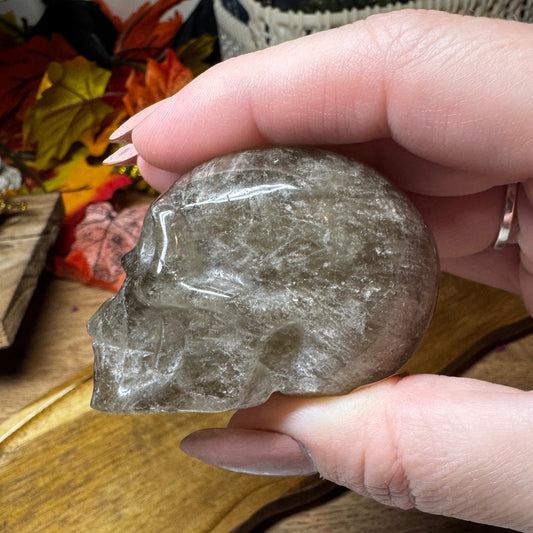 Smoky Quartz Skull Carving