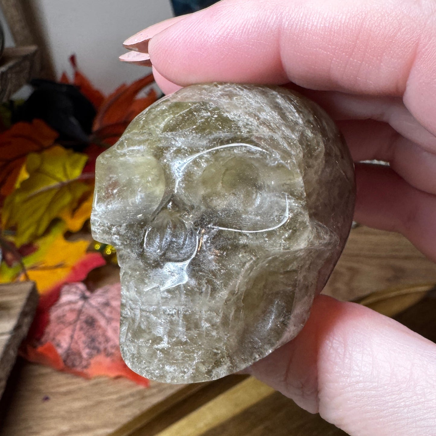 Smoky Quartz Skull Carving