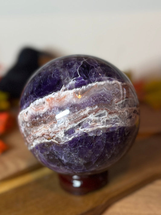 High Grade Chevron Amethyst Sphere - Statement Piece