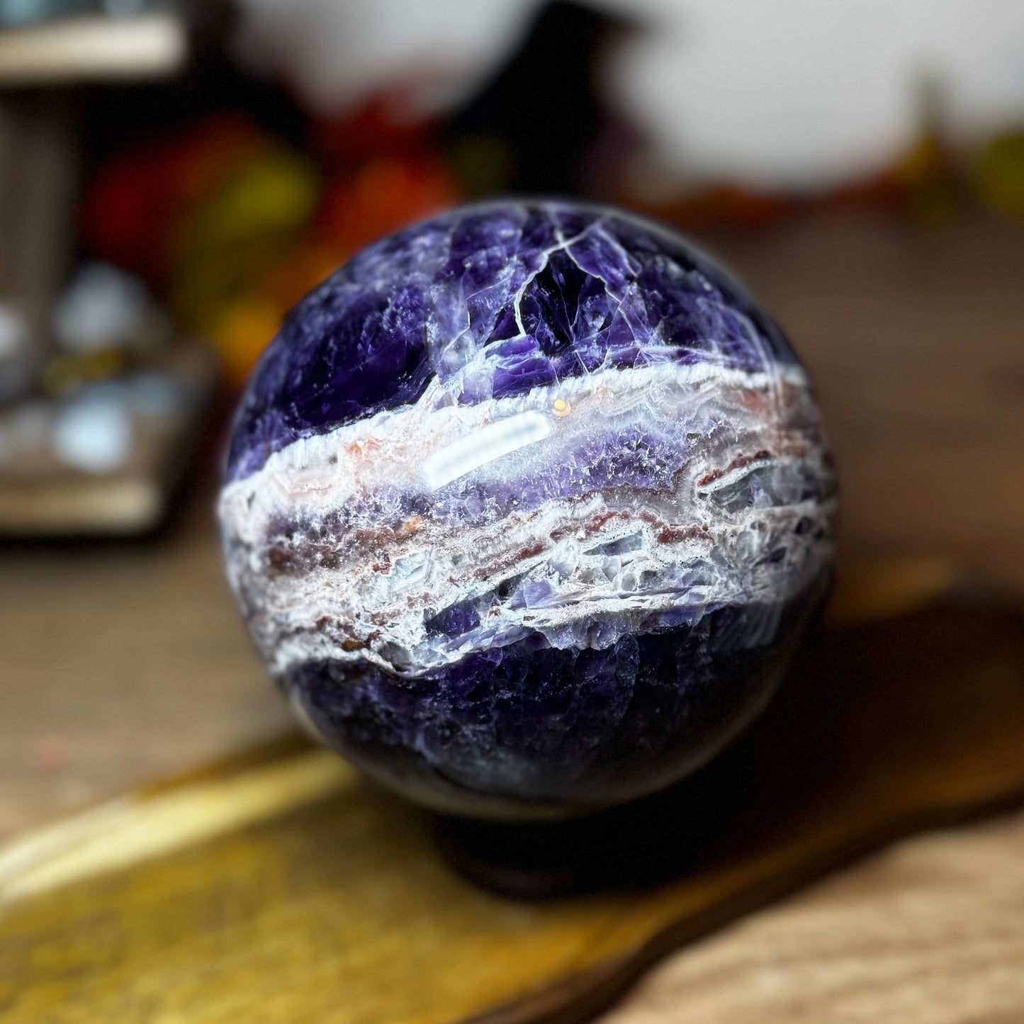 High Grade Chevron Amethyst Sphere - Statement Piece