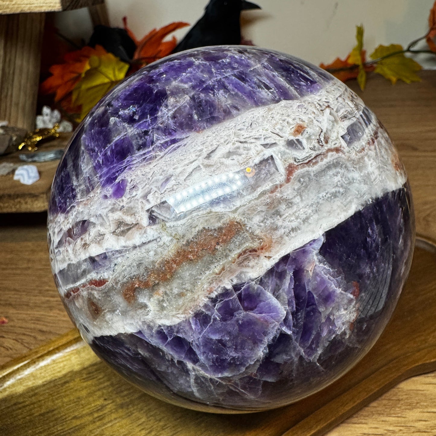 High Grade Chevron Amethyst Sphere - Statement Piece