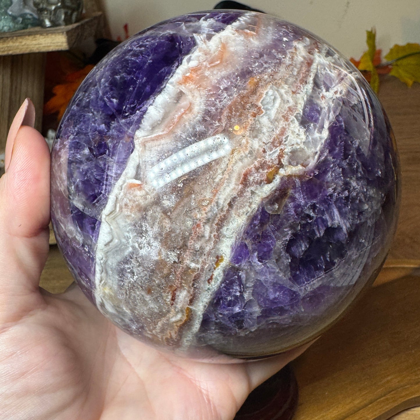 High Grade Chevron Amethyst Sphere - Statement Piece