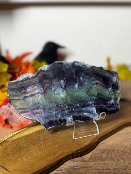 Rainbow Fluorite Slab With Stand