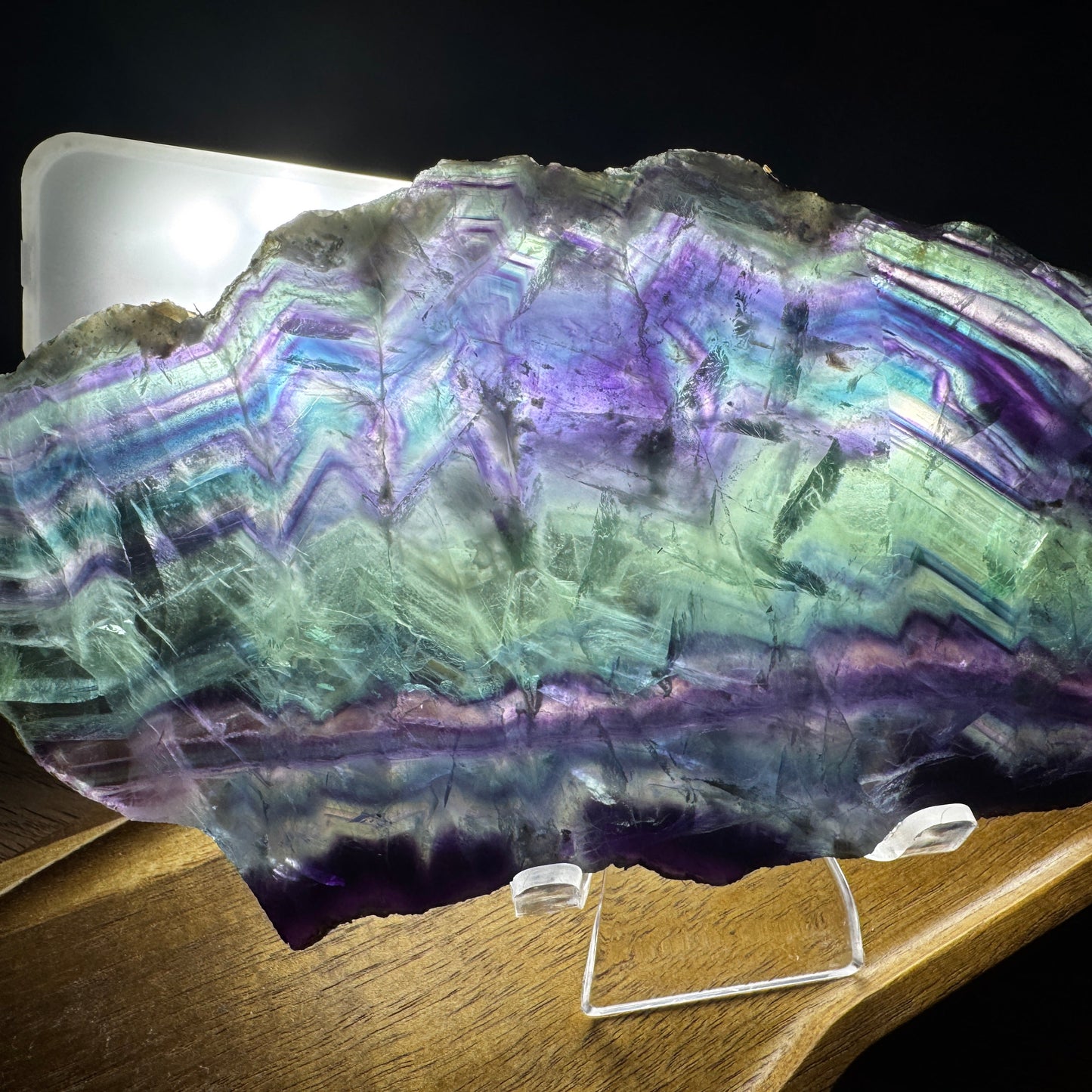 Rainbow Fluorite Slab With Stand