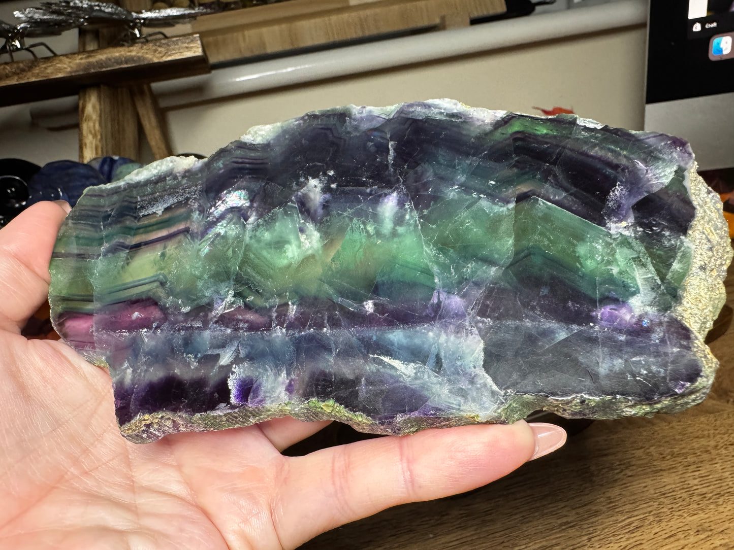 Rainbow Fluorite Slab With Stand