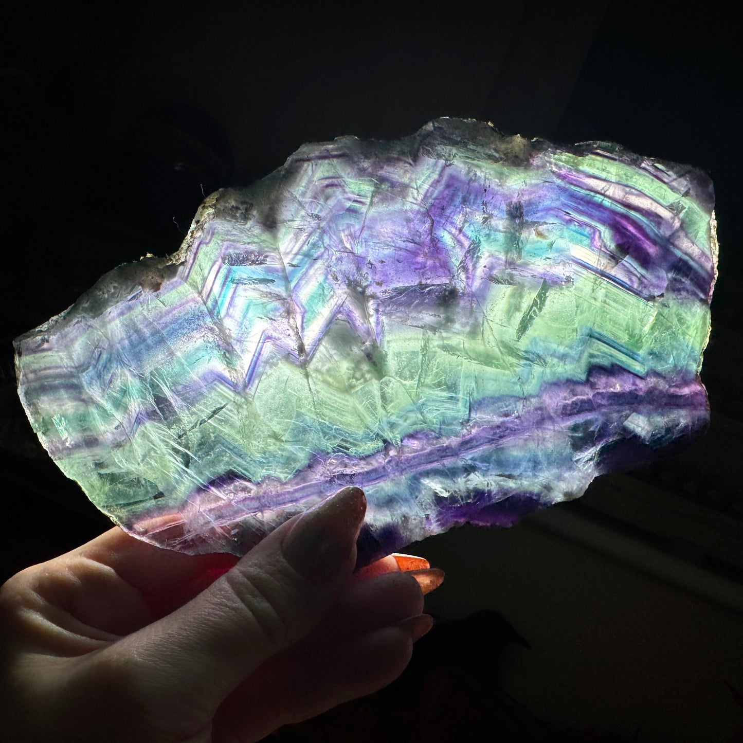Rainbow Fluorite Slab With Stand